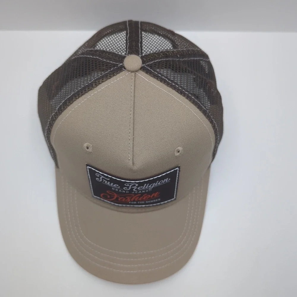 True Religion True Patch Trucker Hat Travertine Tan Brown Snapback TR4232 NEW